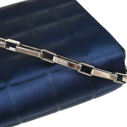 Chanel Blue Black Satin Choco Bar Handbag