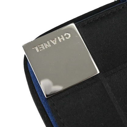Chanel Blue Black Satin Choco Bar Handbag