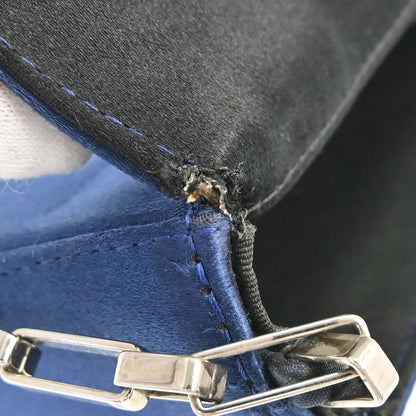 Chanel Blue Black Satin Choco Bar Handbag