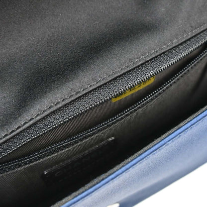 Chanel Blue Black Satin Choco Bar Handbag