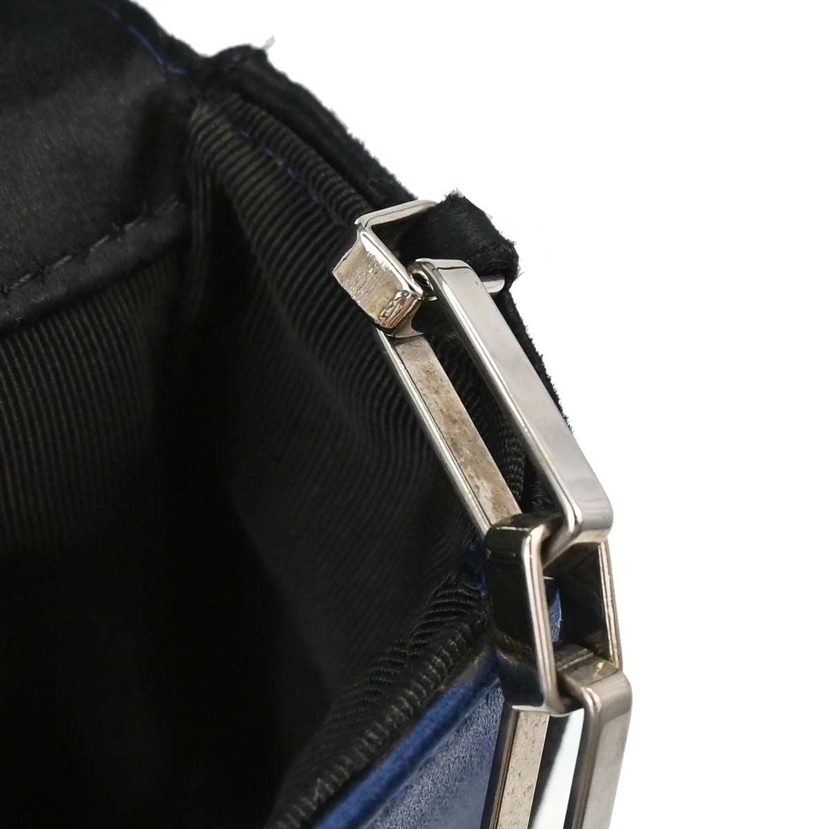 Chanel Blue Black Satin Choco Bar Handbag