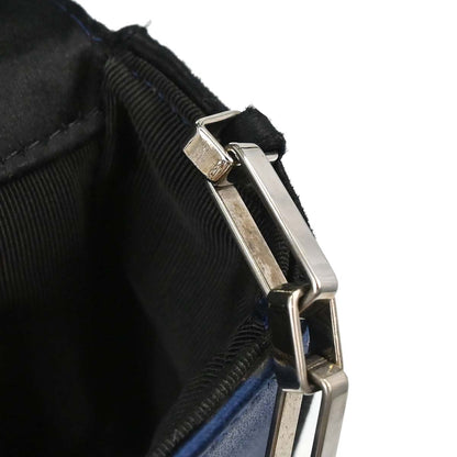 Chanel Blue Black Satin Choco Bar Handbag