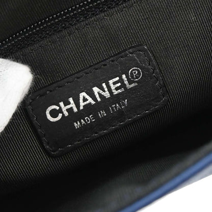 Chanel Blue Black Satin Choco Bar Handbag