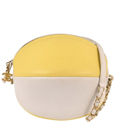Chanel 2019 White Yellow Calfskin Coco Beach Ball Shoulder Bag