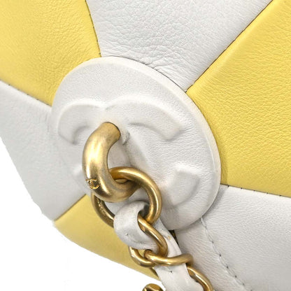 Chanel 2019 White Yellow Calfskin Coco Beach Ball Shoulder Bag