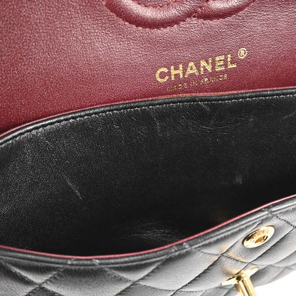 Chanel Black Lambskin Small Classic Double Flap Shoulder Bag