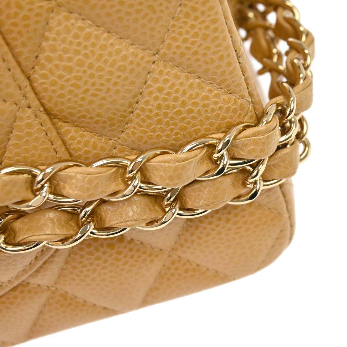 Chanel 2005-2006 Beige Caviar Skin Medium Classic Double Flap Shoulder Bag