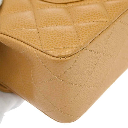 Chanel 2005-2006 Beige Caviar Skin Medium Classic Double Flap Shoulder Bag