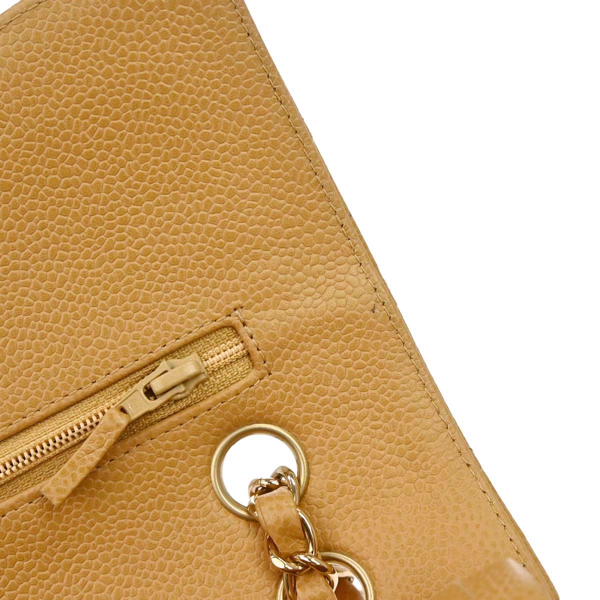 Chanel 2005-2006 Beige Caviar Skin Medium Classic Double Flap Shoulder Bag