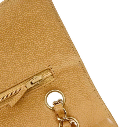 Chanel 2005-2006 Beige Caviar Skin Medium Classic Double Flap Shoulder Bag