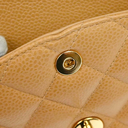 Chanel 2005-2006 Beige Caviar Skin Medium Classic Double Flap Shoulder Bag