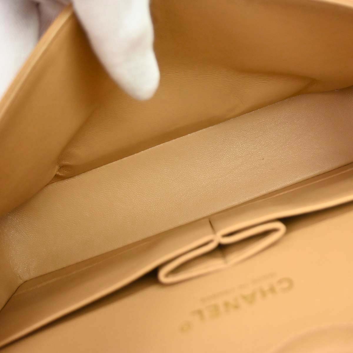 Chanel 2005-2006 Beige Caviar Skin Medium Classic Double Flap Shoulder Bag