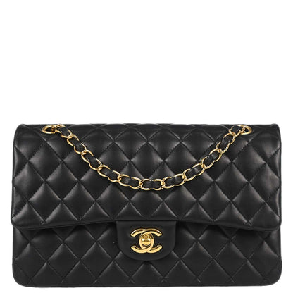 Chanel Black Lambskin Medium Classic Double Flap Shoulder Bag