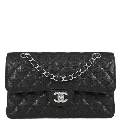 Chanel Black Caviar Skin Small Classic Double Flap Shoulder Bag