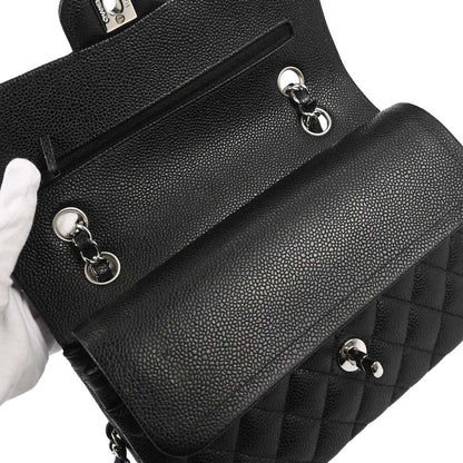 Chanel Black Caviar Skin Small Classic Double Flap Shoulder Bag