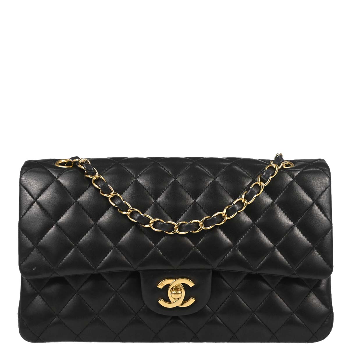 Chanel 2006-2008 Black Lambskin Medium Classic Double Flap Shoulder Bag