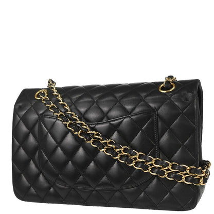 Chanel 2006-2008 Black Lambskin Medium Classic Double Flap Shoulder Bag
