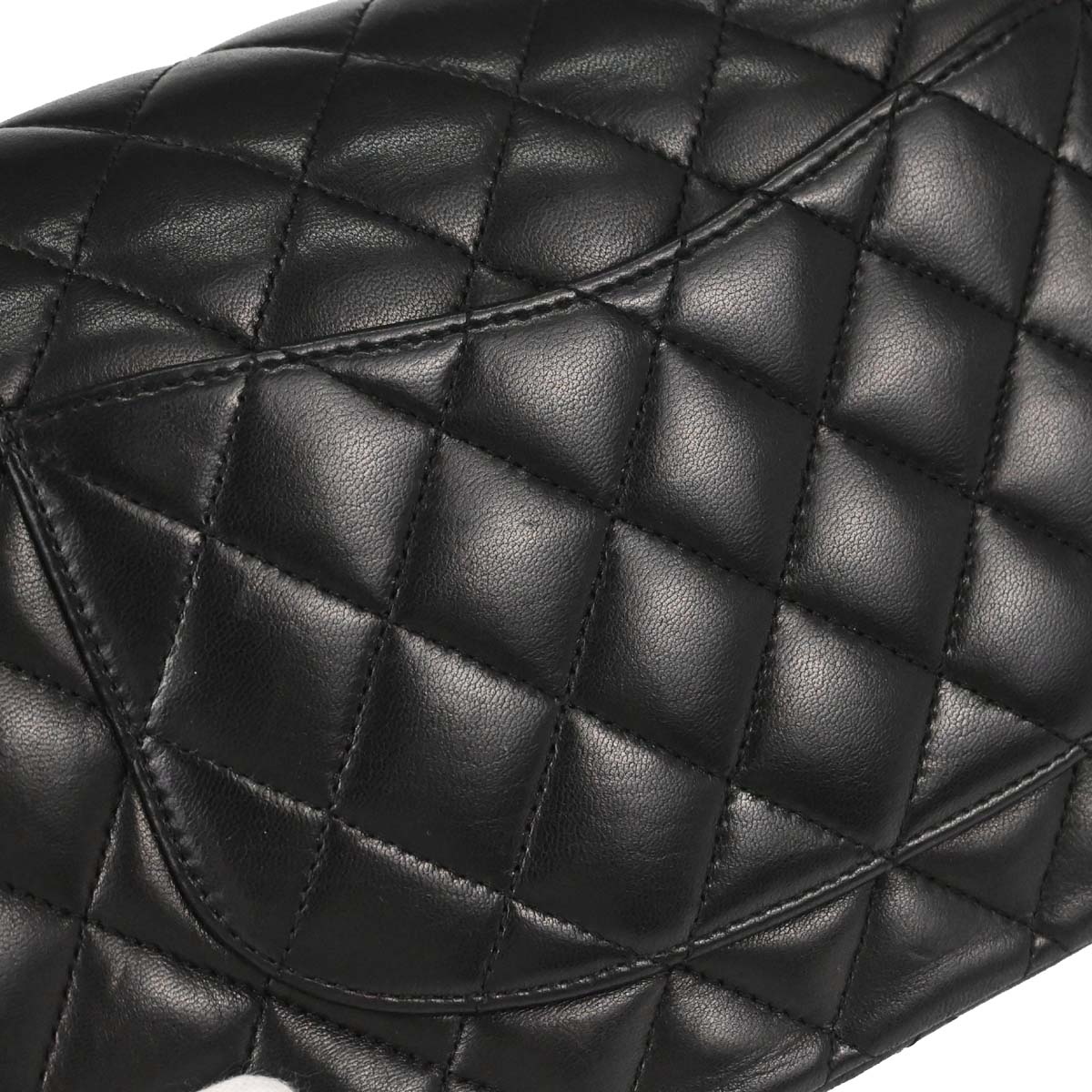 Chanel 2006-2008 Black Lambskin Medium Classic Double Flap Shoulder Bag