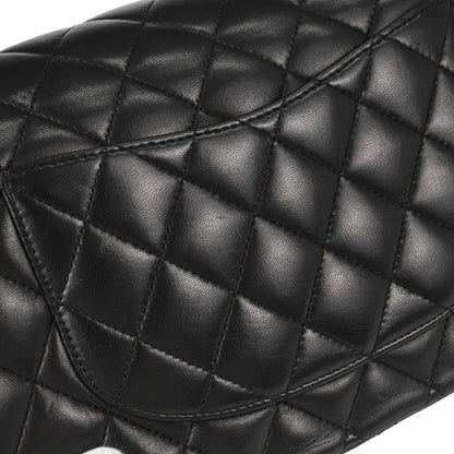 Chanel 2006-2008 Black Lambskin Medium Classic Double Flap Shoulder Bag