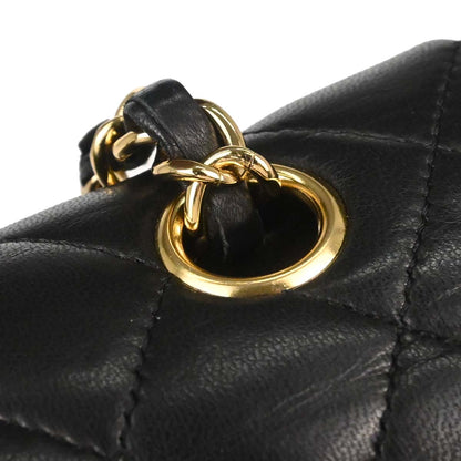 Chanel 2006-2008 Black Lambskin Medium Classic Double Flap Shoulder Bag