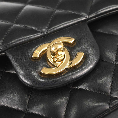 Chanel 2006-2008 Black Lambskin Medium Classic Double Flap Shoulder Bag