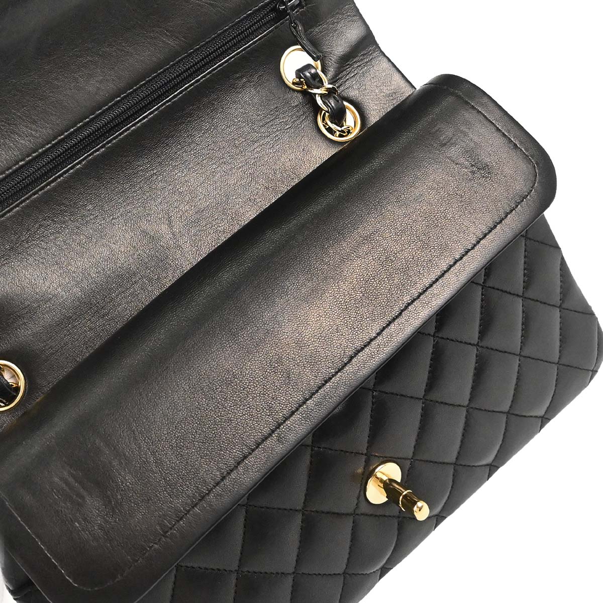 Chanel 2006-2008 Black Lambskin Medium Classic Double Flap Shoulder Bag