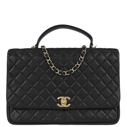 Chanel 2018 Black Lambskin Top Handle 2way Shoulder Handbag