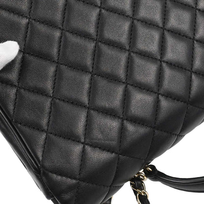 Chanel 2018 Black Lambskin Top Handle 2way Shoulder Handbag