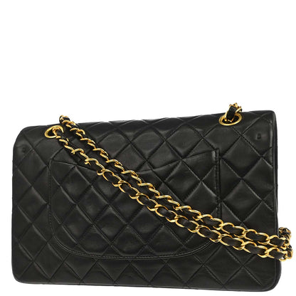 Chanel 1991-1994 Black Lambskin Medium Classic Double Flap Shoulder Bag