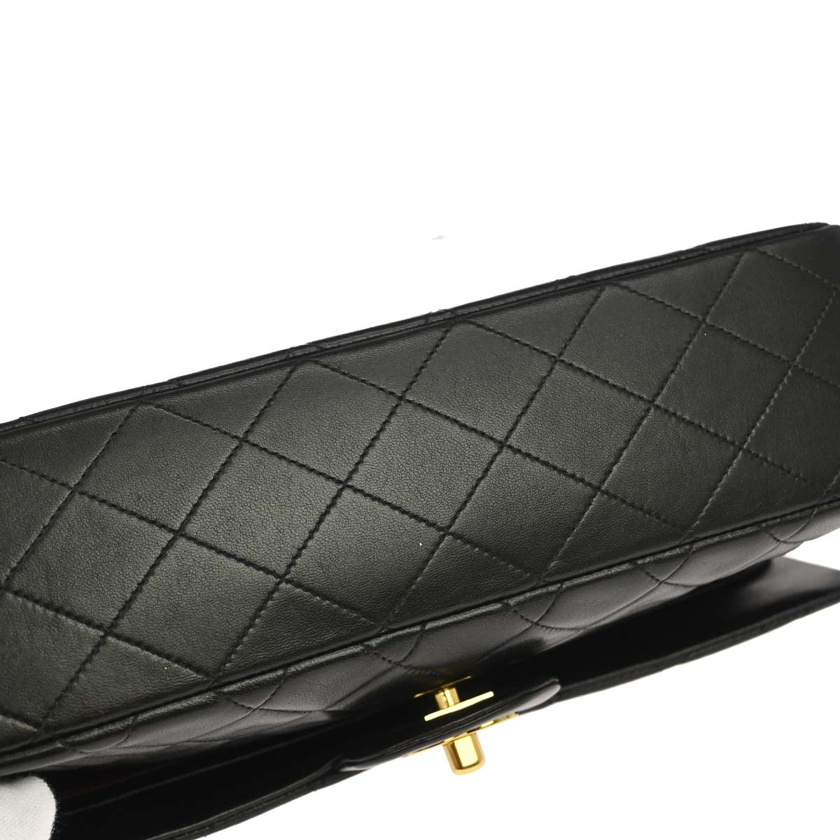 Chanel 1991-1994 Black Lambskin Medium Classic Double Flap Shoulder Bag