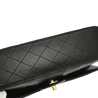 Chanel 1991-1994 Black Lambskin Medium Classic Double Flap Shoulder Bag