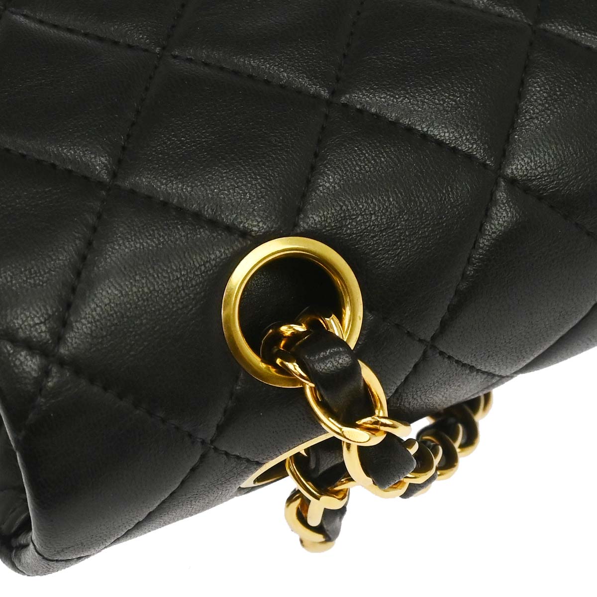 Chanel 1991-1994 Black Lambskin Medium Classic Double Flap Shoulder Bag