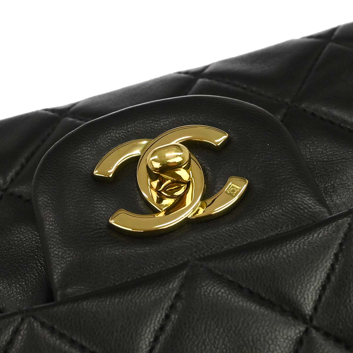 Chanel 1991-1994 Black Lambskin Medium Classic Double Flap Shoulder Bag