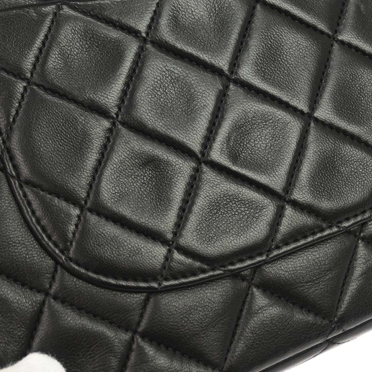 Chanel 1991-1994 Black Lambskin Medium Classic Double Flap Shoulder Bag
