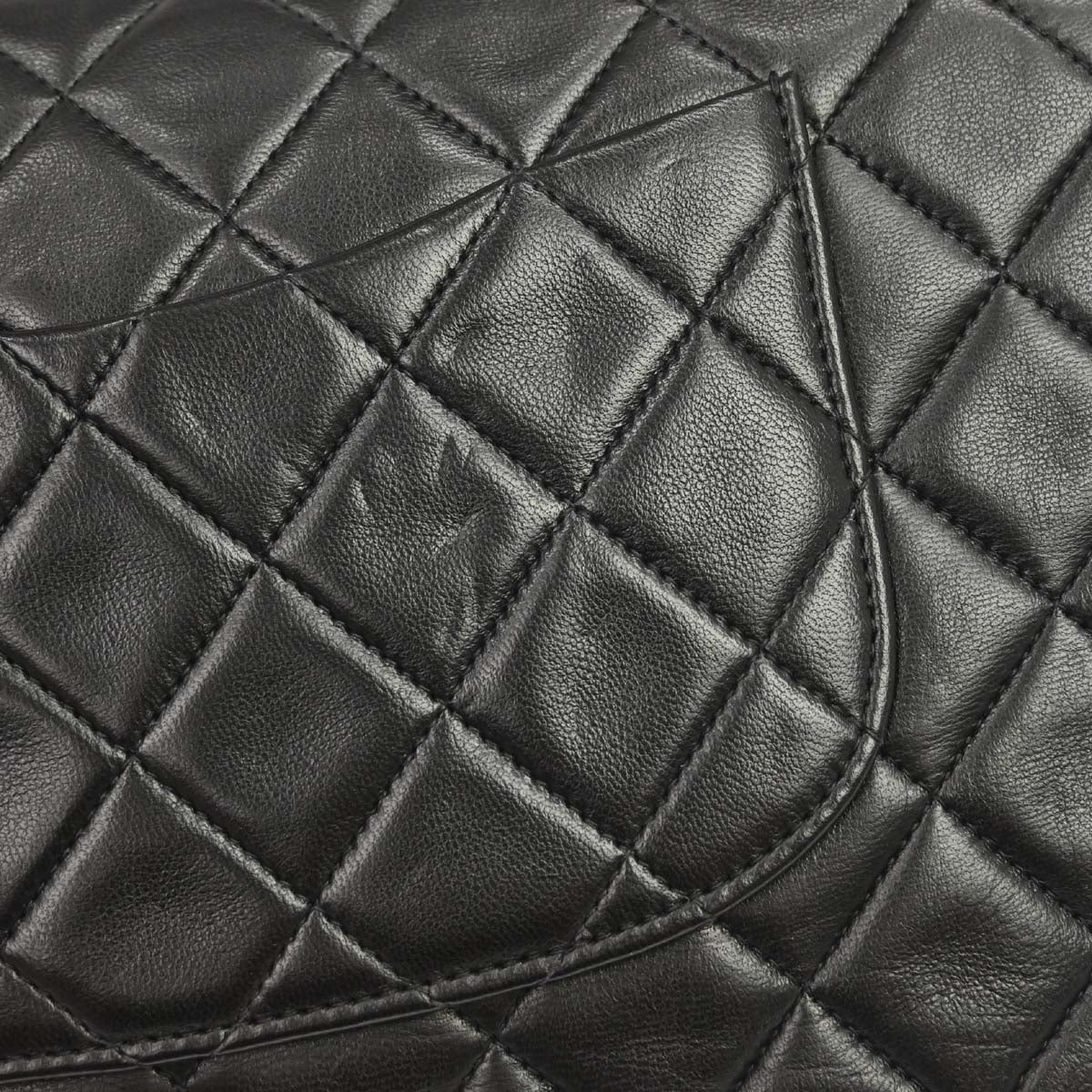Chanel 1991-1994 Black Lambskin Medium Classic Double Flap Shoulder Bag