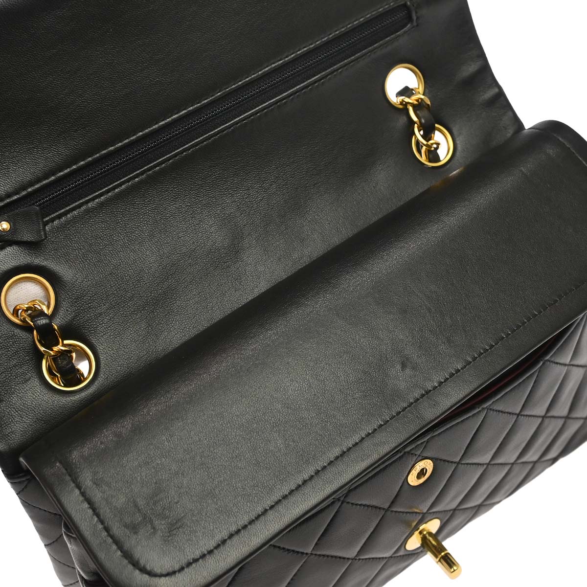 Chanel 1991-1994 Black Lambskin Medium Classic Double Flap Shoulder Bag