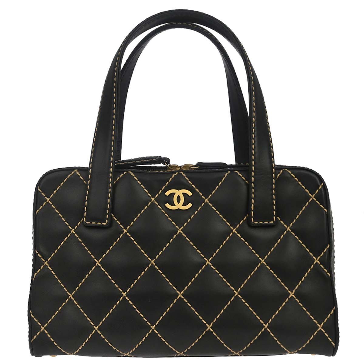 Chanel 2003-2004 Black Calfskin Wild Stitch Handbag