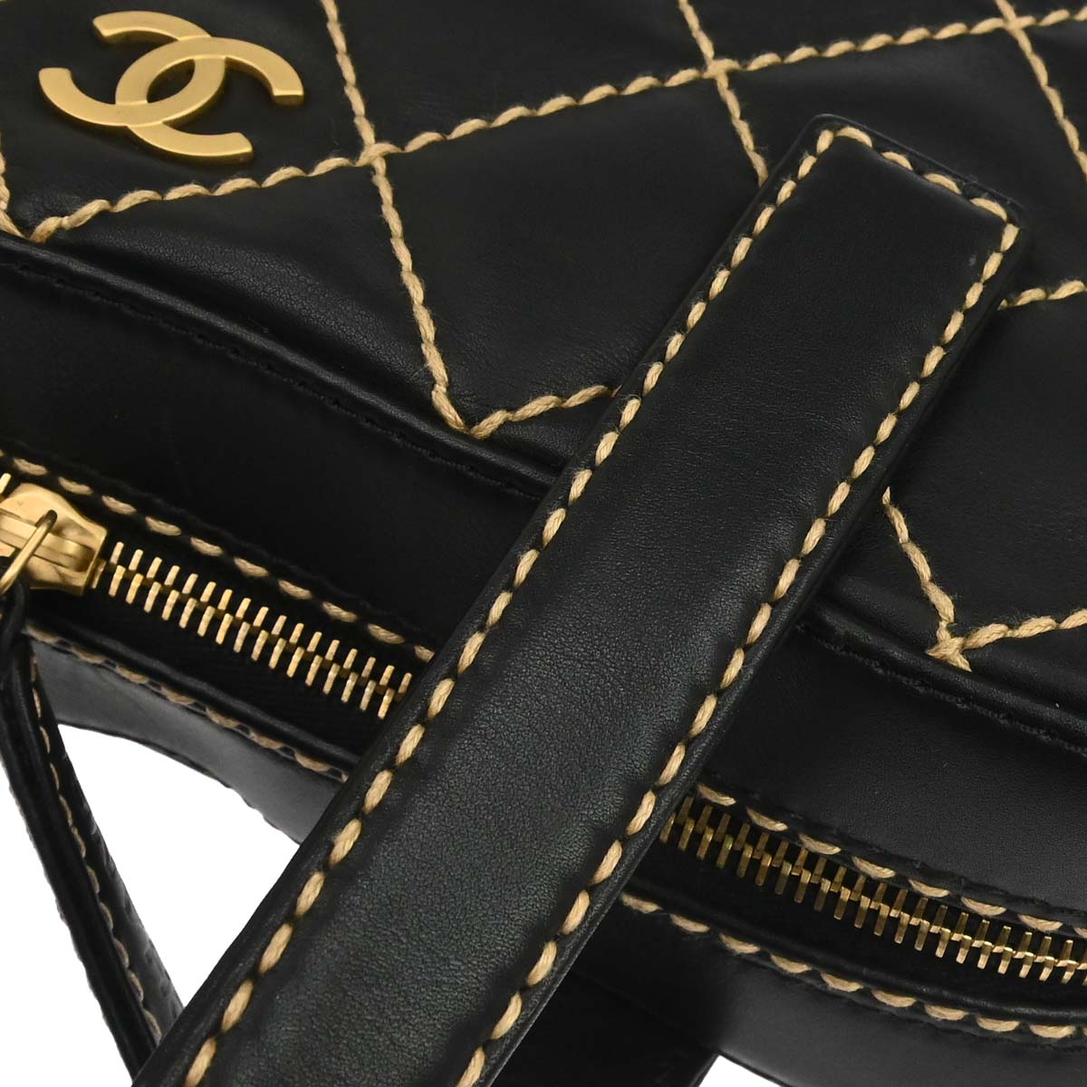 Chanel 2003-2004 Black Calfskin Wild Stitch Handbag