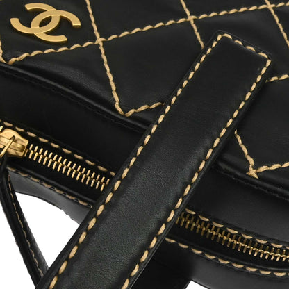 Chanel 2003-2004 Black Calfskin Wild Stitch Handbag