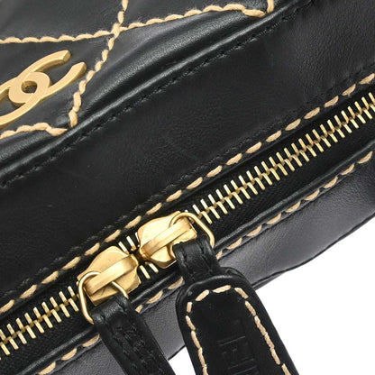 Chanel 2003-2004 Black Calfskin Wild Stitch Handbag