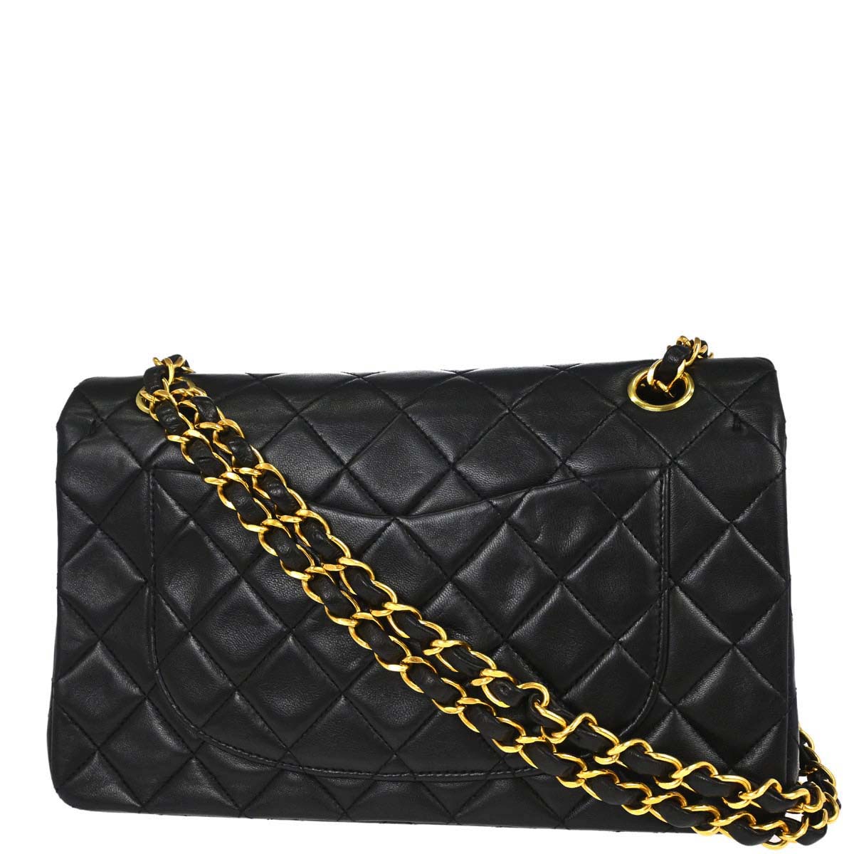 Chanel 1994-1996 Black Lambskin Small Classic Double Flap Shoulder Bag