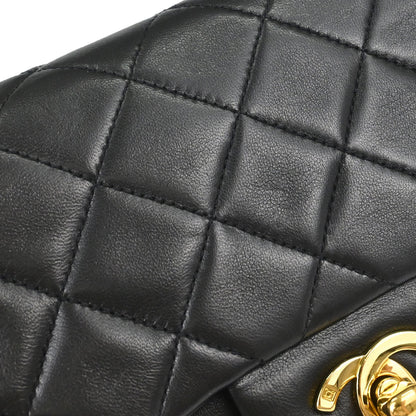 Chanel 1994-1996 Black Lambskin Small Classic Double Flap Shoulder Bag