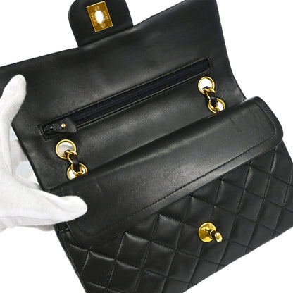 Chanel 1994-1996 Black Lambskin Small Classic Double Flap Shoulder Bag