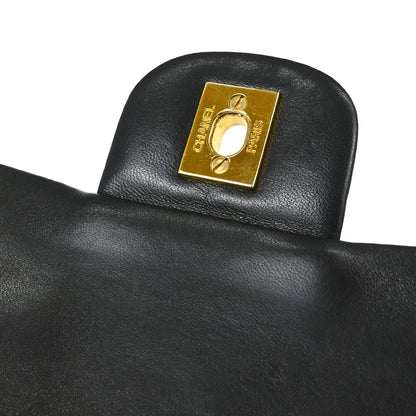 Chanel 1994-1996 Black Lambskin Small Classic Double Flap Shoulder Bag