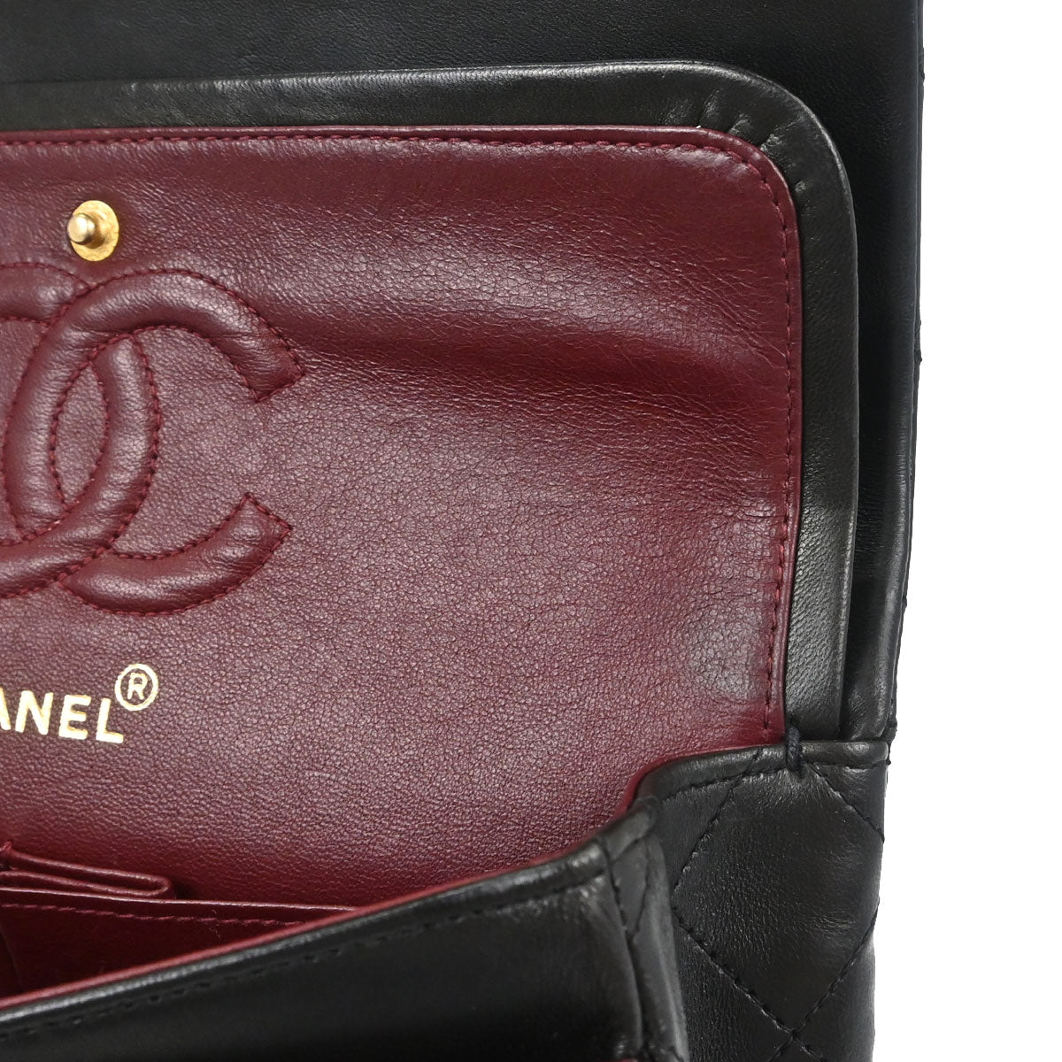 Chanel 1994-1996 Black Lambskin Small Classic Double Flap Shoulder Bag