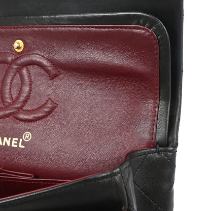 Chanel 1994-1996 Black Lambskin Small Classic Double Flap Shoulder Bag
