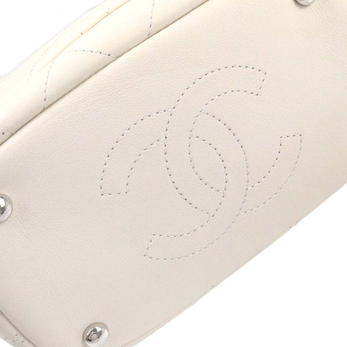 Chanel White Calfskin 2way Shoulder Bucket Handbag