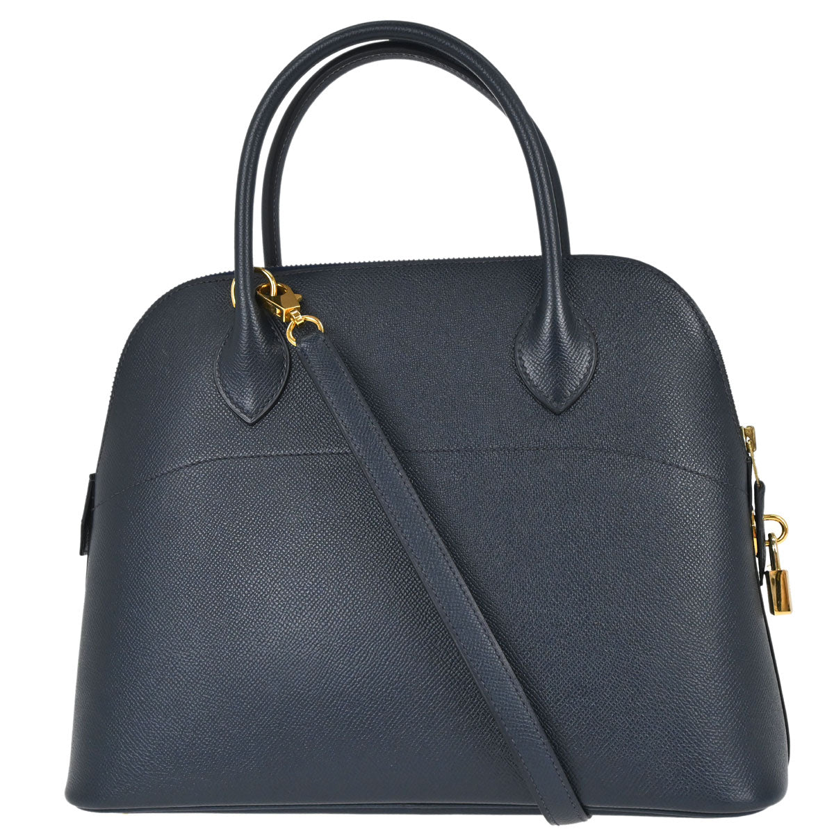 Hermes 1997 Blue Indigo Courchevel Bolide 31 2way Shoulder Handbag