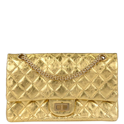 Chanel 2006-2008 Gold Calfskin 2.55 Small Classic Double Flap Shoulder Bag