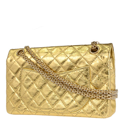 Chanel 2006-2008 Gold Calfskin 2.55 Small Classic Double Flap Shoulder Bag
